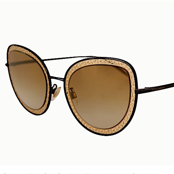 Dolce Gabbana Black Gold DG2225 Oval Metal Lace Mirror  Sunglasses main image 6